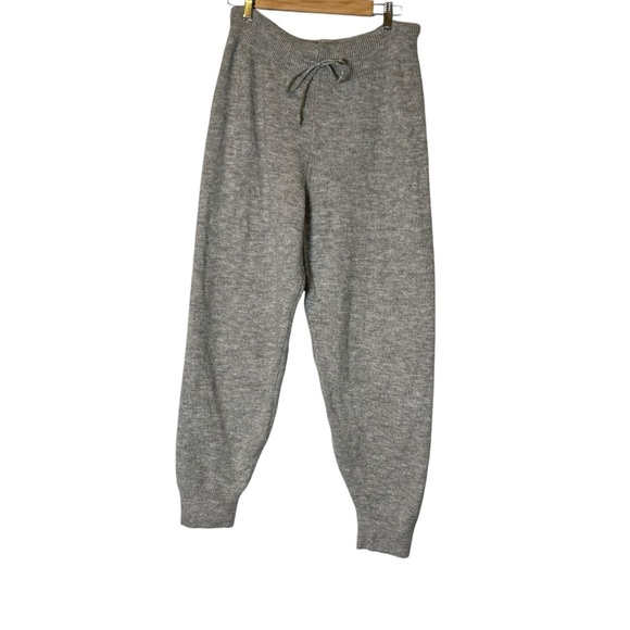 MNG Mango Sweater Joggers Womens Large Gray Drawstring Stretch Ribbed Fleece - Picture 1 of 4